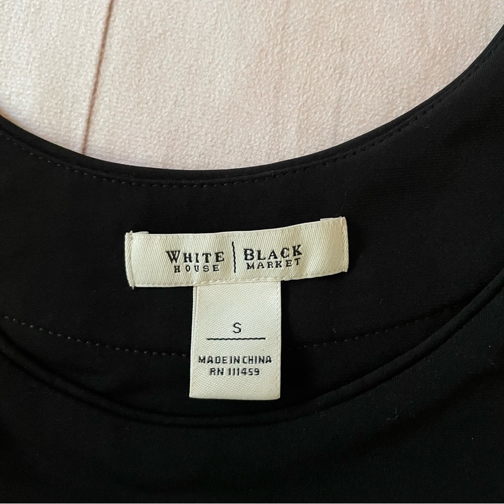 WHBM Liquid Knit Halter Dress Womens S Black Slinky Polished Pleated Career Goth - Picture 4 of 9